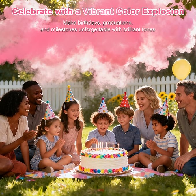 4 Pack Gender Reveal Smoke Bombs, Powder Spray Pink Color Blasters for Baby Girl Reveal Party Baby Shower Decorations Outdoor Reveal Cannon, Long Lasting 14s Thick Smoke for Photos & Videos