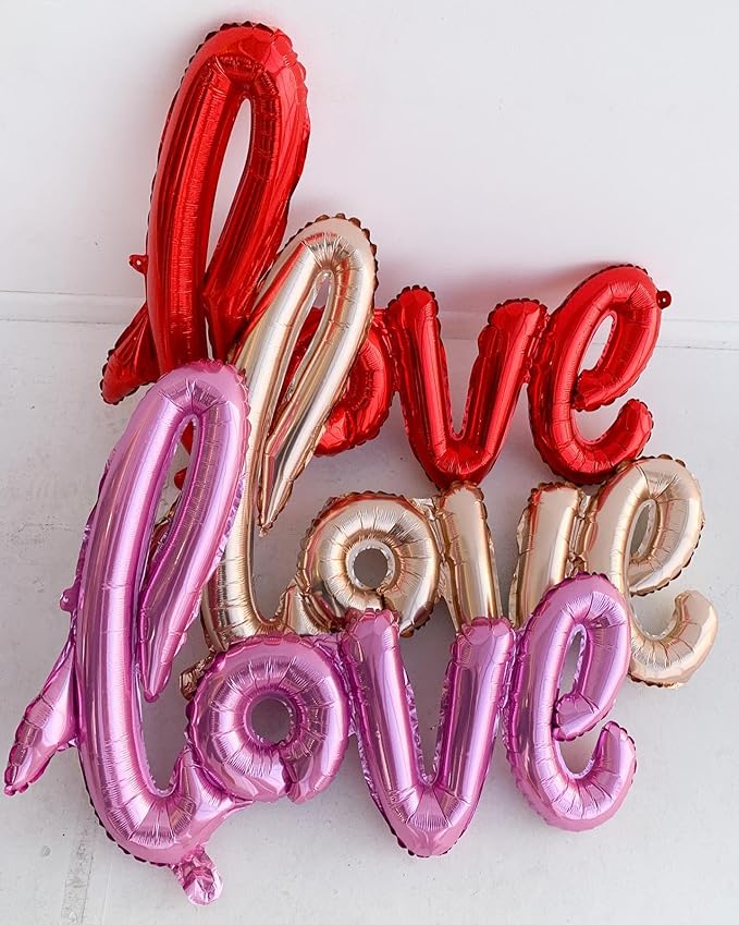 5 Pcs Pink Heart Shaped Balloons Pink Love Valentine Balloons for Valentines Day Bridal Shower Wedding Party Decorations