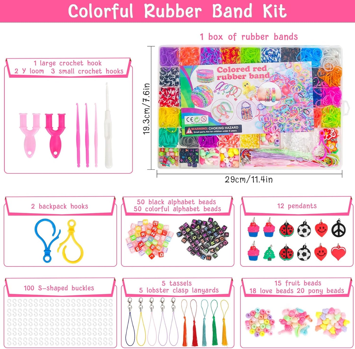 UUEMB 6000+ Rubber Band Bracelet Kit, Colorful Loom Bracelet Making Kit with Storage Box, DIY Art Craft Kit with Charms Beads for Beginners Kids Girls Boys Birthday Party Christmas Gift