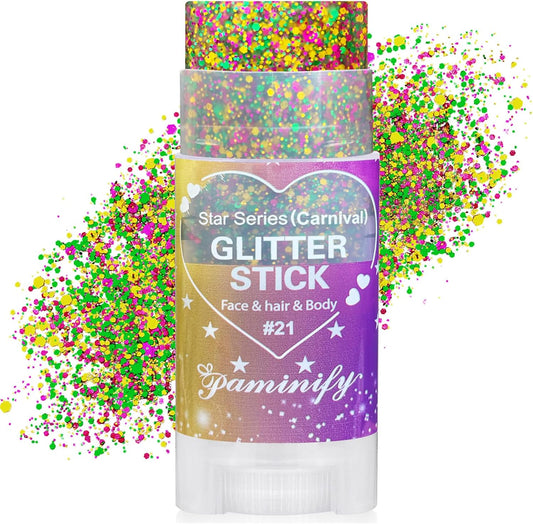 Mardi Gras Gold Hair Glitter Stick,Purple Green Face Body Glitter Makeup,Waterproof Carnival Costume Outfits for Women & Kids,Mardi Gras Accessories Singer Concerts Chunky Glitter
