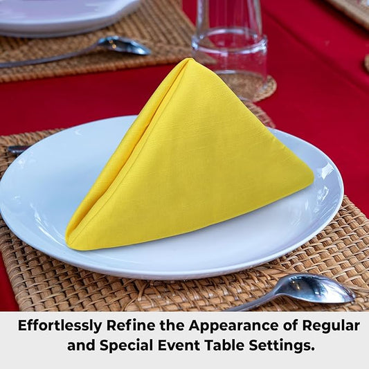 Urban Villa Yellow Napkins Solid Set of 6 Cloth Dinner Napkins Size 20x20 Inches Cloth Napkins 100% Cotton with Mitered Corners Ultra Soft DinnerNapkins
