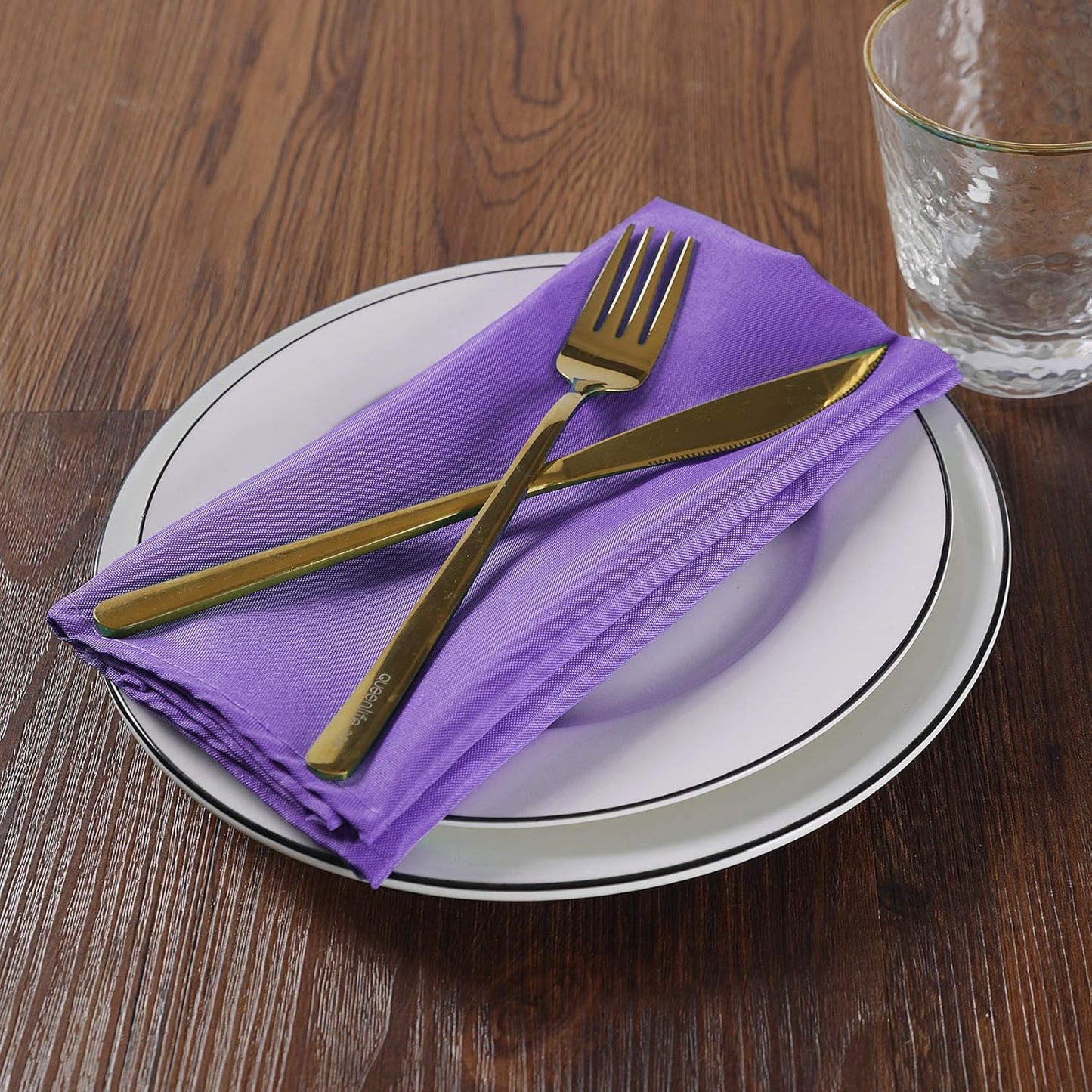 Cloth Napkins 20x20 inch Washable Polyester Dinner Napkins Soft Table Napkins for Wedding Party Dining Banquet(Purple,25PCS)