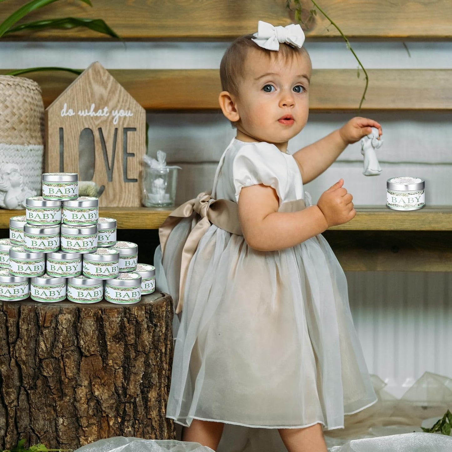 MTLEE 24 Pcs Leaf Baby Shower Party Favors Candles Lavender Scented Baby Shower Favors for Guests Rustic Tealights Candles Gender Reveal Return Gifts Girl Boy(1.2 Oz, Green)
