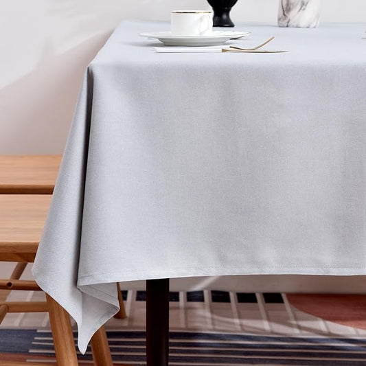 BALCONY & FALCON Table Cloth for 6 Foot Rectangle Tables – Waterproof, Wrinkle-Free Farmhouse Tablecloth for Dining, Kitchen, Wedding, Baby Shower & Holiday Gatherings (Silver, 91" x 132")