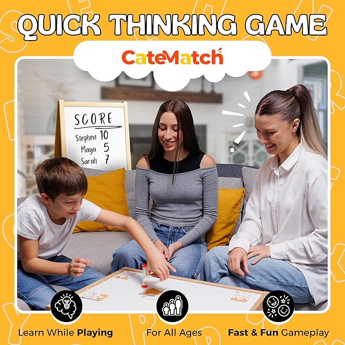 Catematch! Card Game - Categories Matching Game for Children & Adults – Original and Fun Party Game Ideal for Family Game Night, Traveling – Easy Gameplay for All Ages – Includes Hourglass Timer