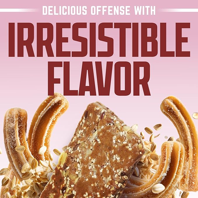 Defender Vegan Protein Bar, Cinnamon Churro Oatmeal, Plant Based Snack Breakfast Bars, Psyllium Husk, High Fiber, Non GMO, Kosher, No Stevia & Sugar Alcohols, 12 Bars, Holiday Gift Item, Stocking Stuffer