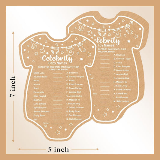 Celebrity Baby Names Baby Shower Game, Set of 30 Cards, Adults, Unisex