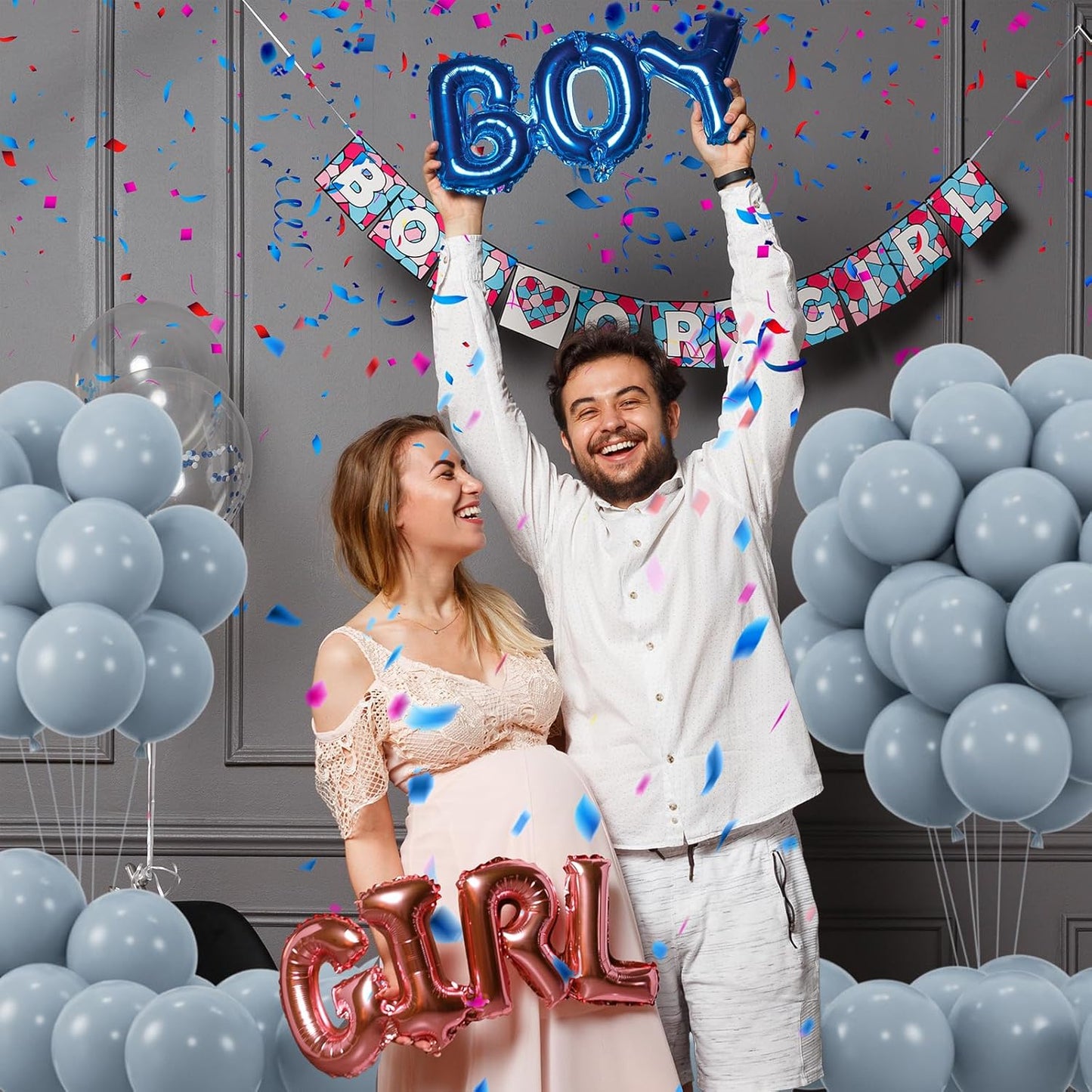 50pcs Dusty Blue Balloons, 12inch Retro Pale Aqua Blue Balloons for Birthday Boho Baby Shower Bachelorette Wedding Party Decorations with Ribbon (With Ribbon & Glues)