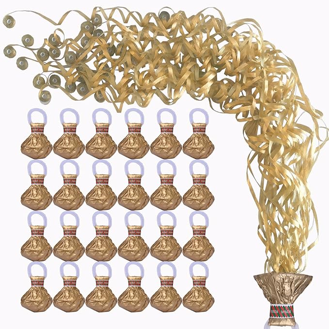 Streamer Poppers 12 Pack Golden, Confetti Streamers No Mess Party Poppers, Hand Thrown Streamers for Weddings Birthdays Events, Quiet Easy Cleanup (Golden, 12Pack)