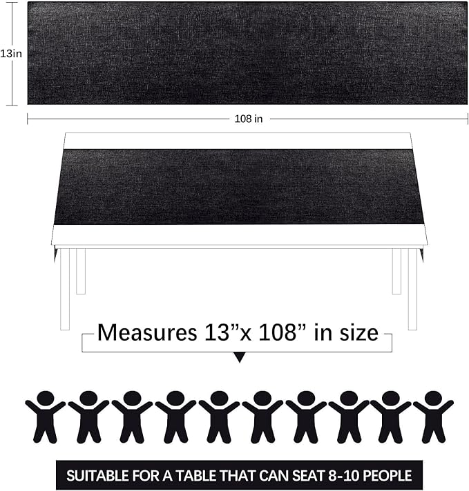 B-COOL Black Burlap Table Runners 2 Packs Halloween Table Runner Burlap Fabric for Wedding Party Holiday Dining Table Centerpiece Decor 13x108 Inch