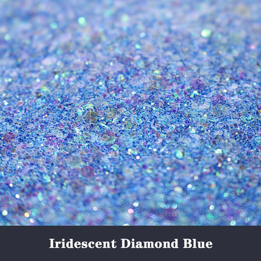 Holographic Chunky and Fine Mixed Glitter, 190g/6.7oz Bulk Laser Sequin Glitter for Face, Body, Nail Art, Epoxy Resin Tumbler Jewelry Making - IRI Diamond Blue