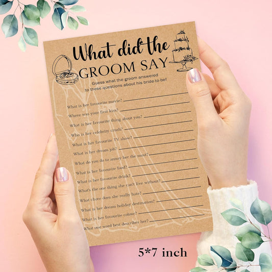 Bridal Shower Games, Set of 30 Cards, What Did The Groom Say, Engagement Party Rustic Wedding Shower Games