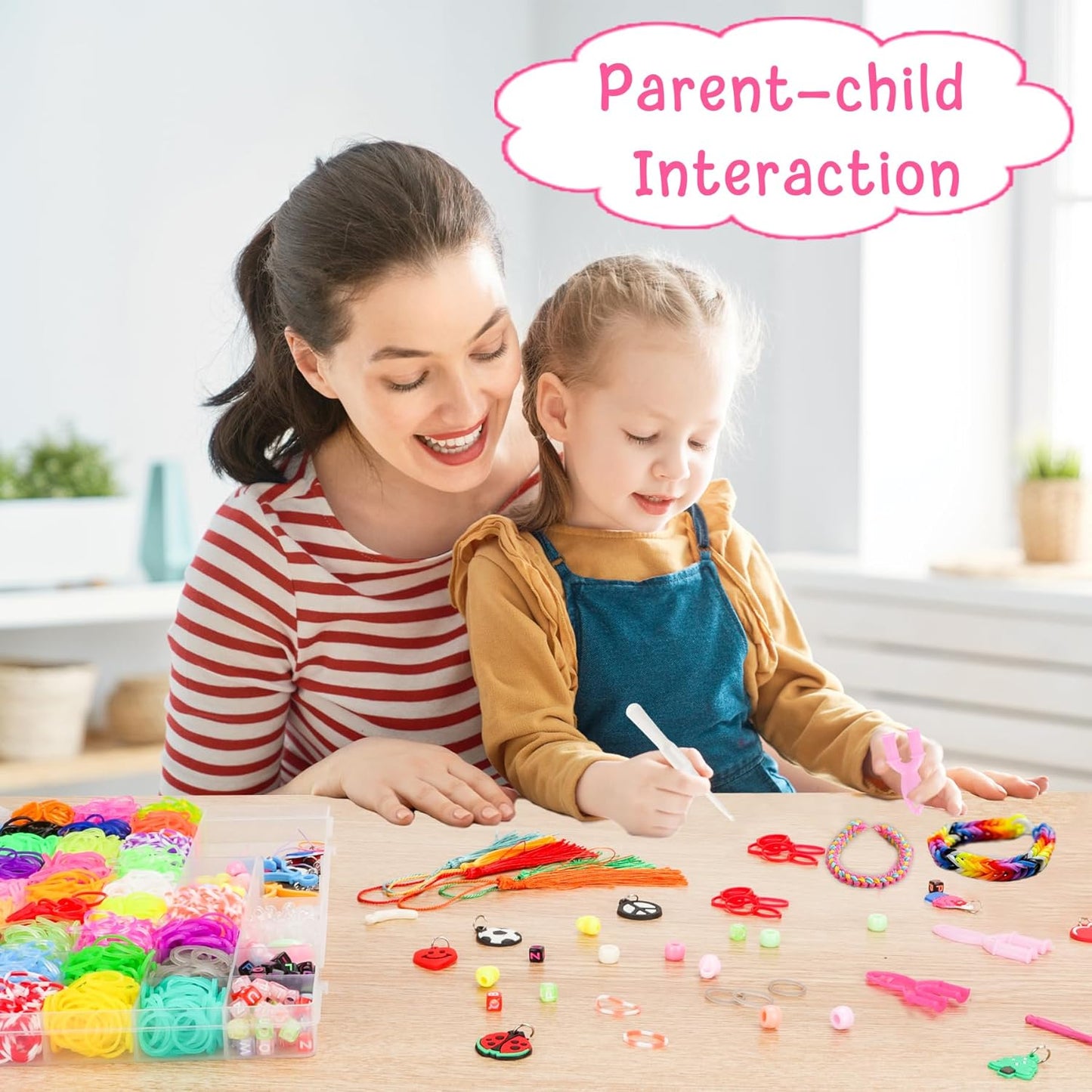 UUEMB 6000+ Rubber Band Bracelet Kit, Colorful Loom Bracelet Making Kit with Storage Box, DIY Art Craft Kit with Charms Beads for Beginners Kids Girls Boys Birthday Party Christmas Gift