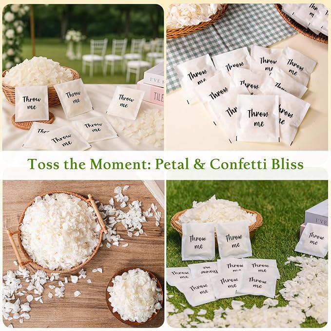 Dried Hydrangea Flower Petals Toss Packs - 4000+ Real Creamy White Flower Petals, 110 Throw Me Packs Wedding Confetti for Wedding Ideas, Valentines Day & Romantic Night Decor