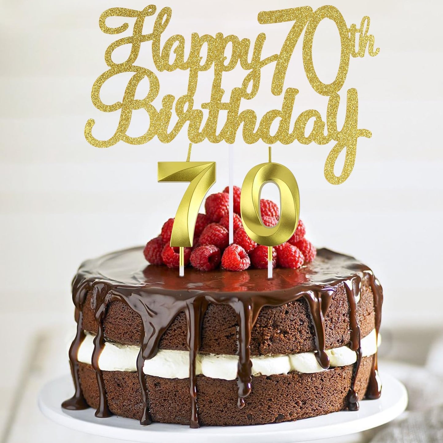 70th Birthday Candles, Happy 70th Birthday Cake Topper, 70 th Birthday Cake Decorations, 70 Cake Topper Number 70 Candles, 70 Birthday Decorations for Men and Women (70)