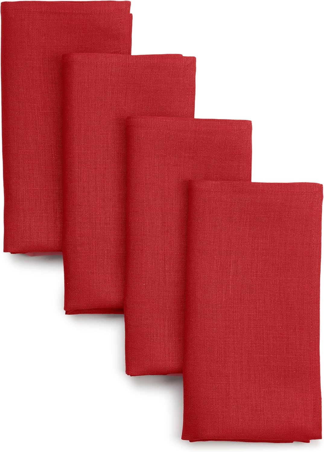 D'Moksha Homes Bright Red Linen Napkins 18 x 18 Inch - 100% Pure Linen Cloth Washable Dinner Napkins Set of 4 for Fall, Thanksgiving, Christmas, Holiday