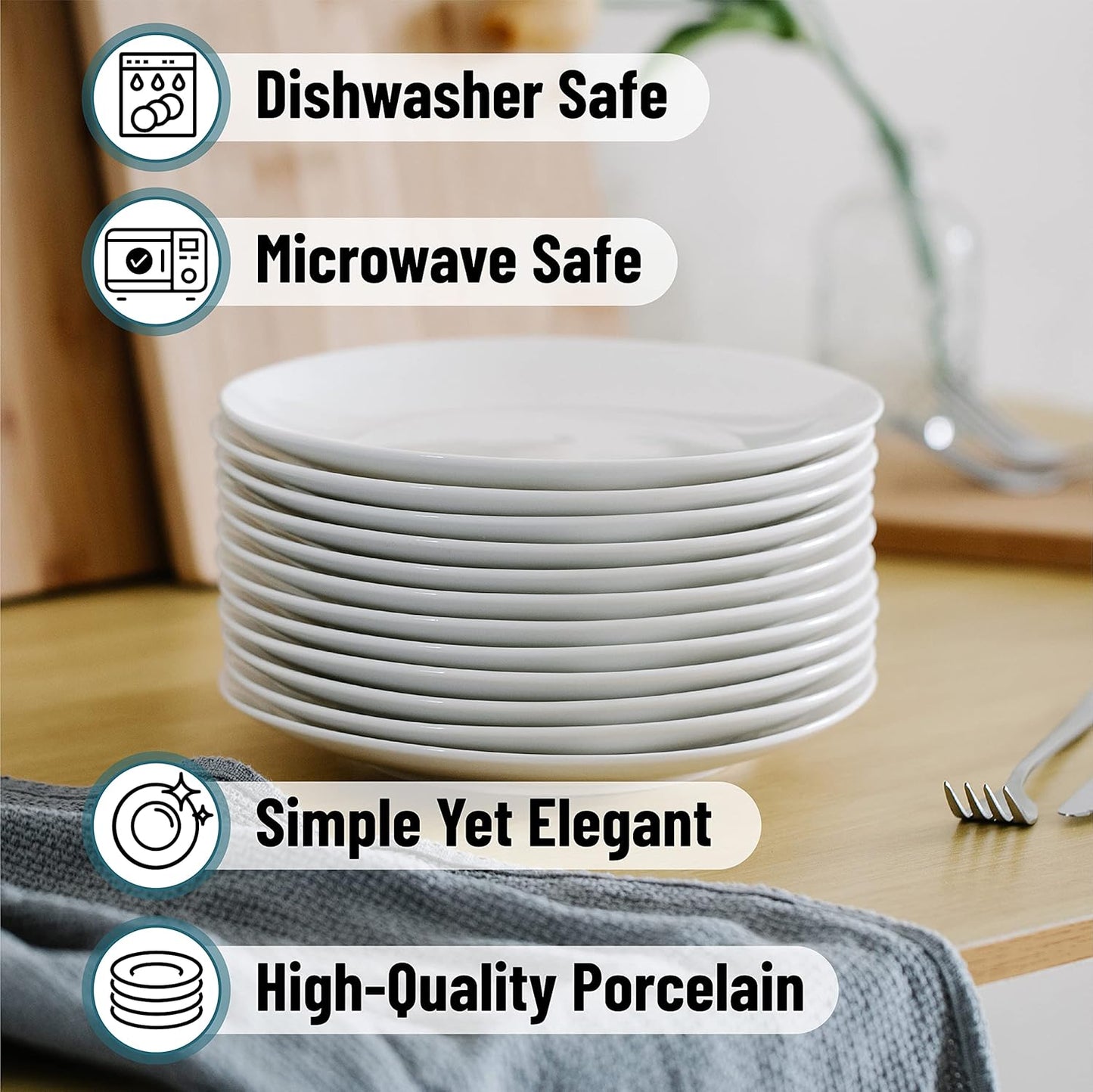 BTaT- White Dessert Plates, 8 inch, Set of 12, Small Plates for Appetizers, Christmas Gifts