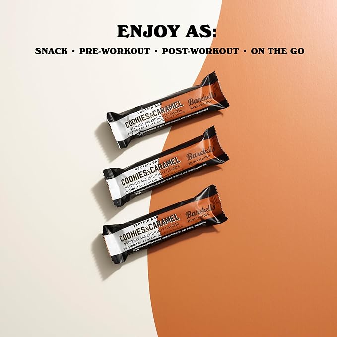 Barebells Protein Bars Cookies and Caramel - 12 Count, 20g High Protein Treats - Chocolate Nutrition Bar with 1g Total Sugars - On-The-Go Breakfast or Post-Workout Snack