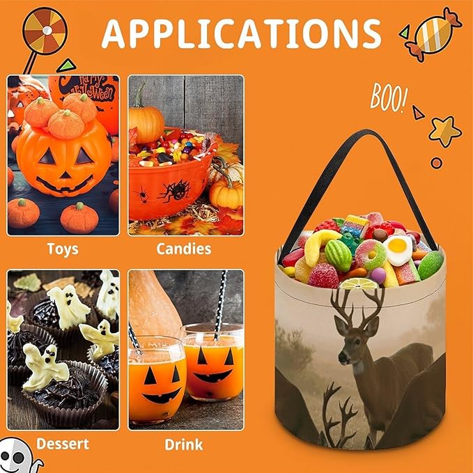 Halloween Candy Bucket - Deer Grass Hunting Trick Or Treat Candy Bag, Gift Bag for Party Favor Supplies