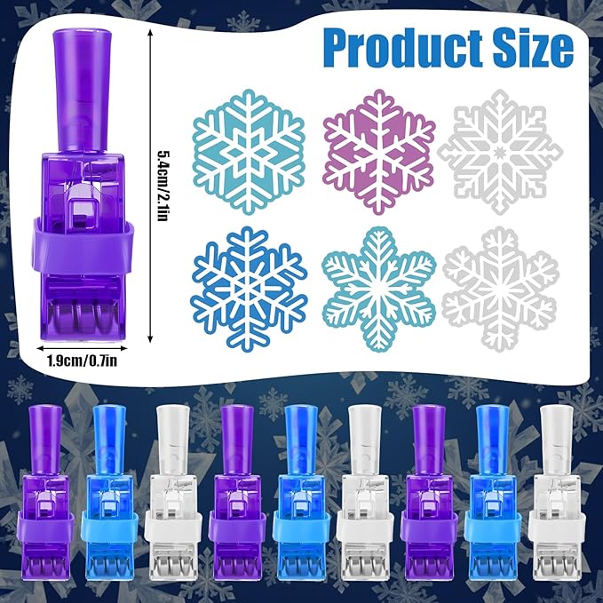 Tuanse 24 Pcs Snowflake Party Favors Snowflake Lights Gifts Bulk for Kids Glow in The Dark Snow Icy Finger Lights Classroom Rewards Prizes Gifts for Birthday Summer Valentine Winter Boys Girls