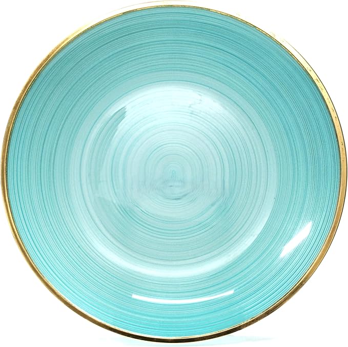 OCCASIONS 240-Pc Disposable Plastic Dinnerware Set (120 Guests) for Wedding Party - 10'' Dinner & 7'' Salad Dessert Plates (120 Each), Premium Heavyweight (Belize, Aqua & Gold)