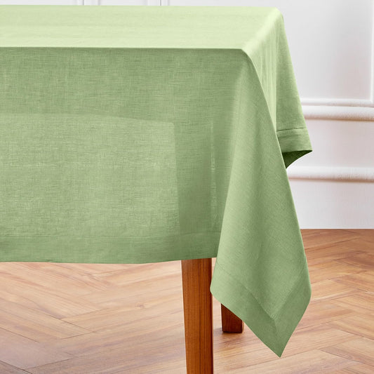 Solino Home Linen Tablecloth 60 x 120 Inch - 100% Pure Linen Laurel Green Table Cloth for Rectangle Tables - Fete, Machine Washable Tablecloth for Fall, Autumn, Thanksgiving