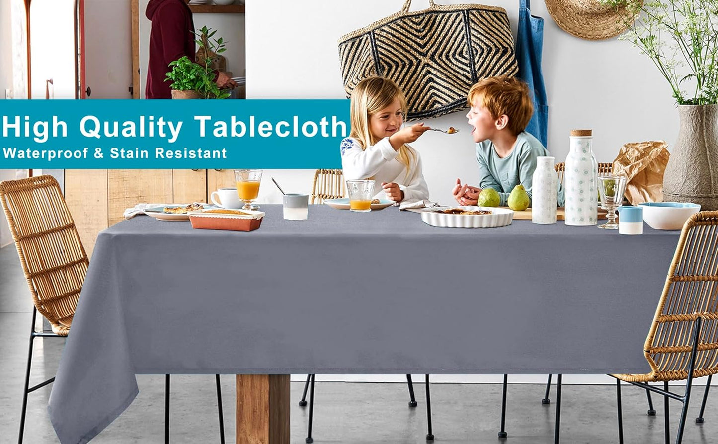 Hiasan Light Gray Rectangle Tablecloth - Waterproof Spillproof and Wrinkle Resistant Washable Polyester Table Cloth for Dining Party, 60 x 140 inch
