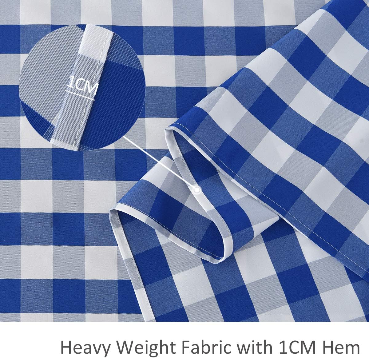 maxmill Checkered Rectangular Tablecloth Water Resistance Antiwrinkle Spillproof Heavy Weight Soft Gingham Plaid Table Cloth for Buffet Banquet Parties Holiday Dinner, 60 x 104 Inch Blue and White
