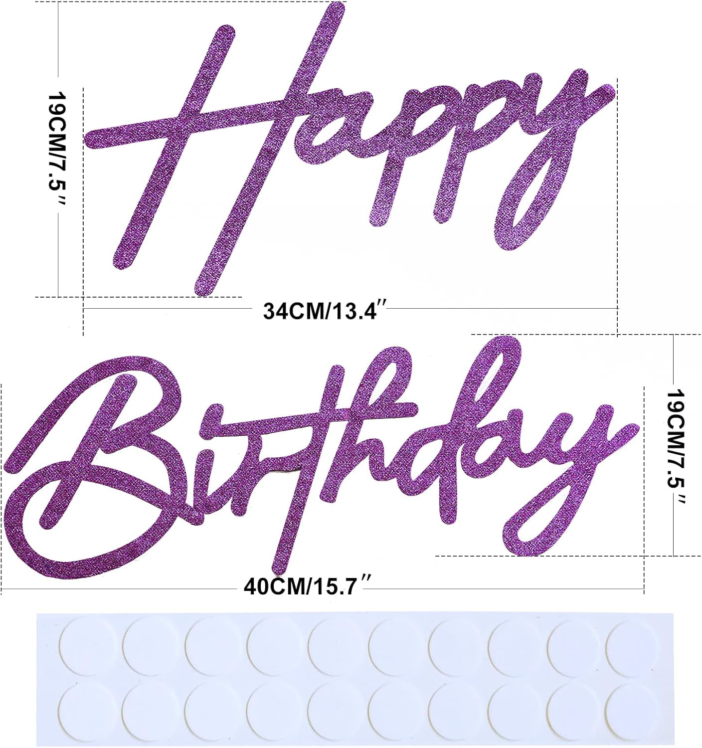 Purple Happy Birthday Sign for Backdrop - Glitter Purple Happy Birthday Letters Felt Sign Remove for Balloon Arch Party Balloon Arch Backdrop Decorations for Birthday Party Baby Shower