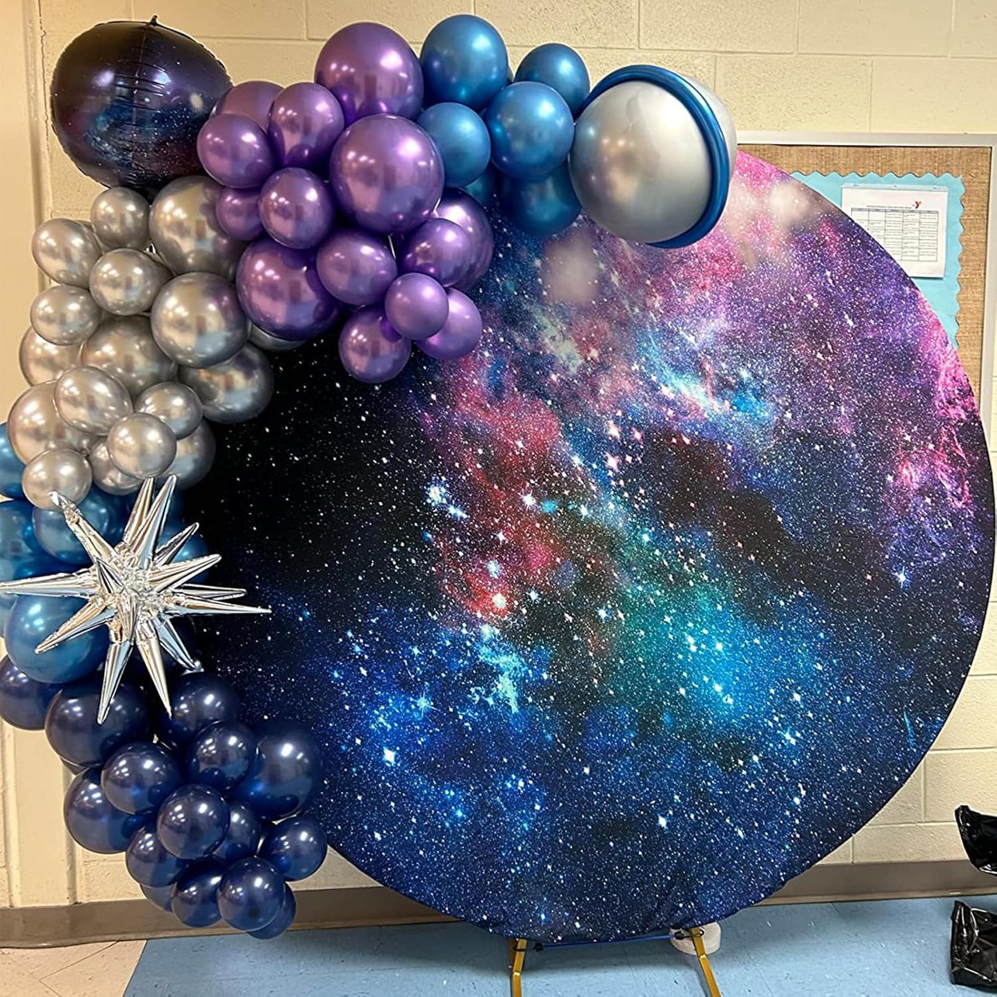 Togvu Outer Space Balloons, 12 Inches Galaxy Blue Purple Balloons with Metallic Black Silver Balloons, Outer Space Party Decorations for Kids Boys Astronaut Space Birthday Party Decoration