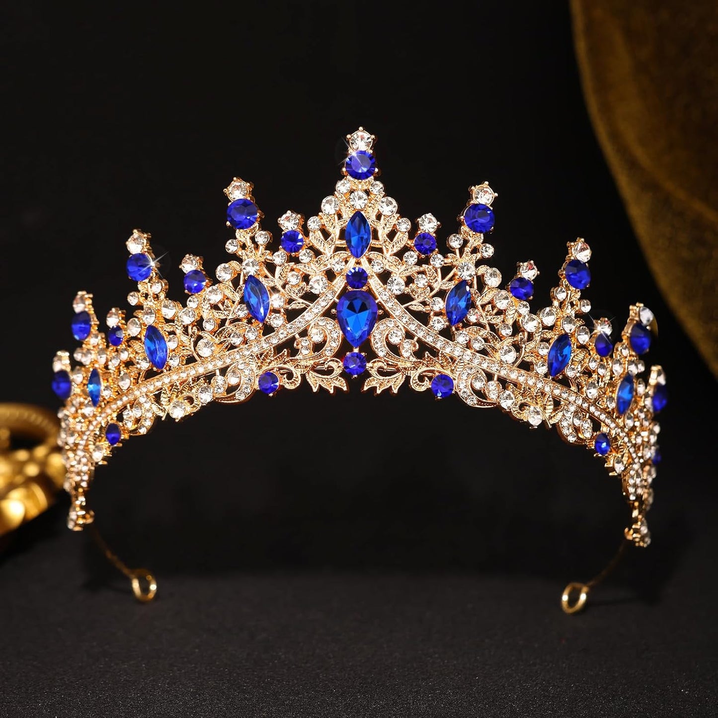 Blue Tiara for Women Crystal Queen Crowns Rhinestone Princess Tiaras for Girl Wedding Headband for Bride Hair Accessories for Halloween Costume Birthday Party Prom Mother's Gifts