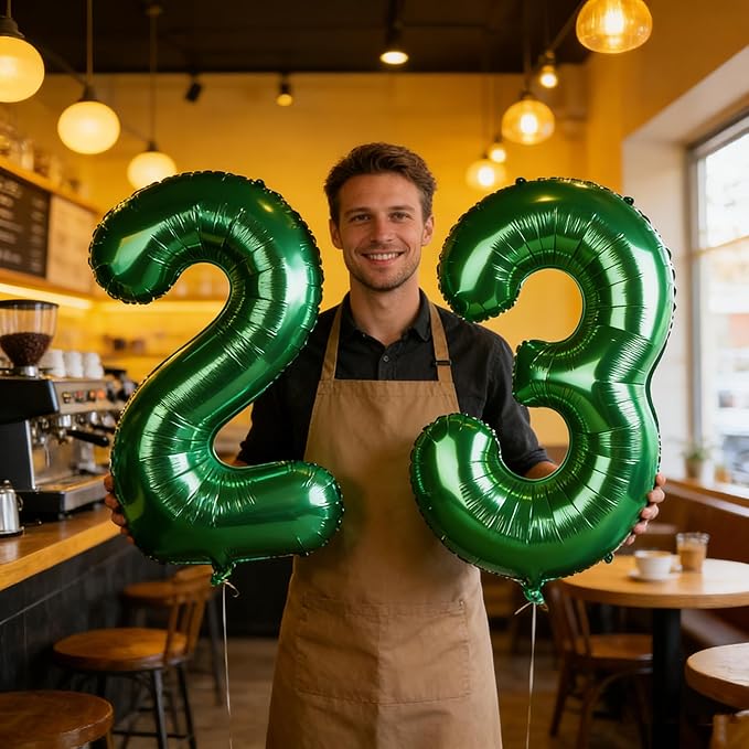 40 Inch Number 23 Balloons, Big Foil 23th Birthday Balloons Decorations for Women, Dark Green Number Balloon for 2 3 23 32 Wedding Memorial Day's Graduation Supplies
