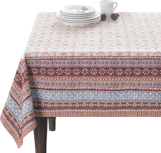Maison d' Hermine Table Cloth Rectangle Table 100% Cotton 60 x 108 Inches Fall Tablecloth Reusable Everyday Use for Thanksgiving Christmas Decorations Dining Farmhouse Party (Fair Isle)