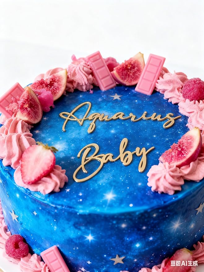 Gold Cake Topper with Aries Zodiac Sign,Acrylic Baby Text Decoration Aries Season/12 Zodiac Constellation Theme Birthday Zodiac Cake Decor,March/April Birthday Cake Decorations for Girl/Boy