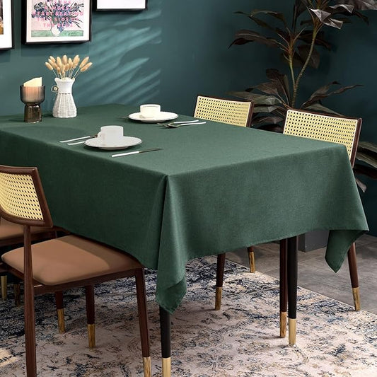 BALCONY & FALCON Table Cloth – Waterproof, Wrinkle Resistant & Washable Large Rectangle Tablecloth and Table Cover for Dining Room, Kitchen, Outdoor, Party & Birthday Use (Hunter Green, 91" x 132")