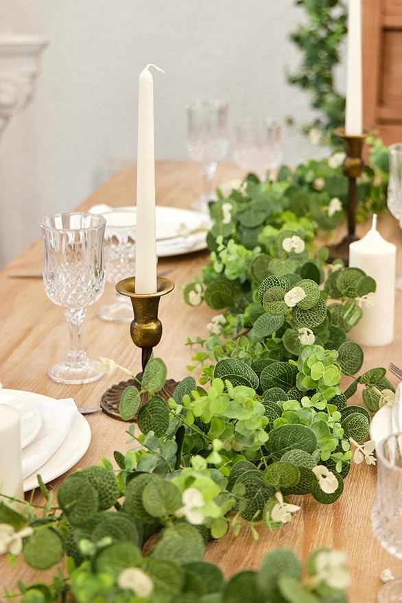 6FT Greenery Eucalyptus Garland, Spring Eucalyptus for Home Decor Wedding Garland for Table Centerpieces & Wedding Arch Floral Arrangements 6FT Real Touch Silk Stems