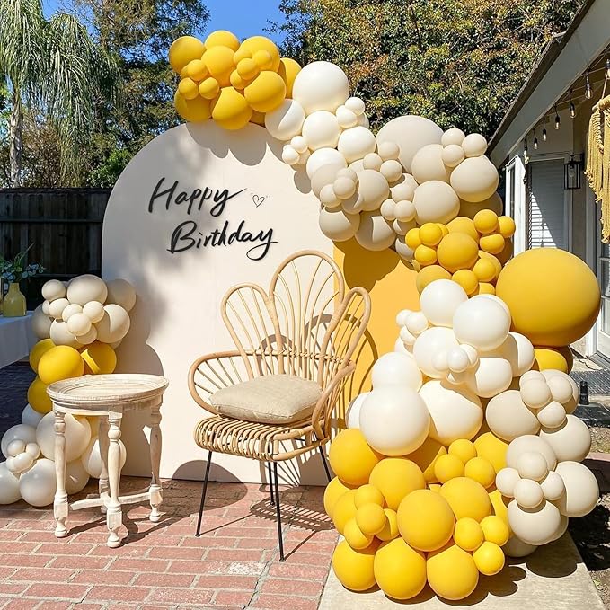 Mustard Yellow Balloons 12 inch, Mustard Yellow Latex Balloons 50pcs Party Balloons for Sunflower Bee Thanksgiving Fall Baby Shower Birthday Party Decorations