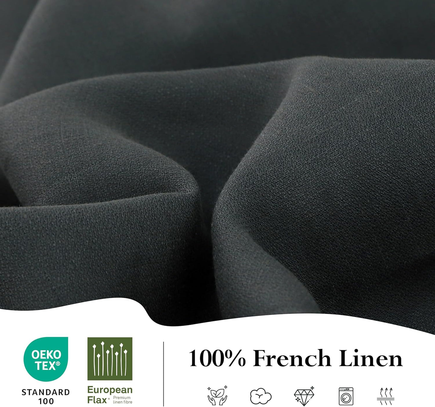 Linen World 100% Linen Tablecloth,Grey Tablecloth 90" x 60" Inch,Washable Rectangular Tablecloth for Dining,Outdoor,Weddings and Restaurants,Decorative Thanksgiving Christmas,Jacquard Weave Design