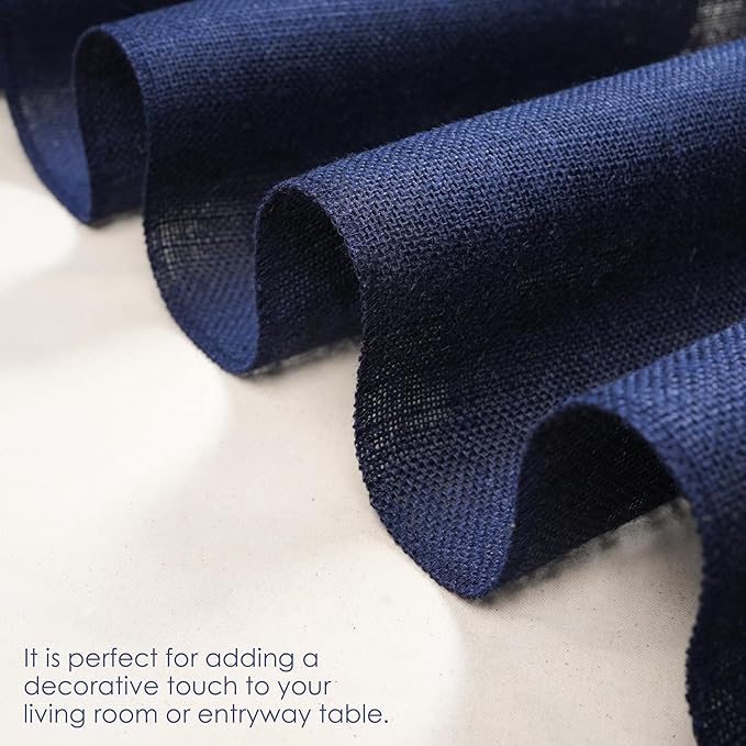 RAJRANG Jute Table Runner Long Burlap Roll Fabric for Party Dining Room Kitchen Wedding Fall Decoration (Blue Depths, L-108 X W-12)