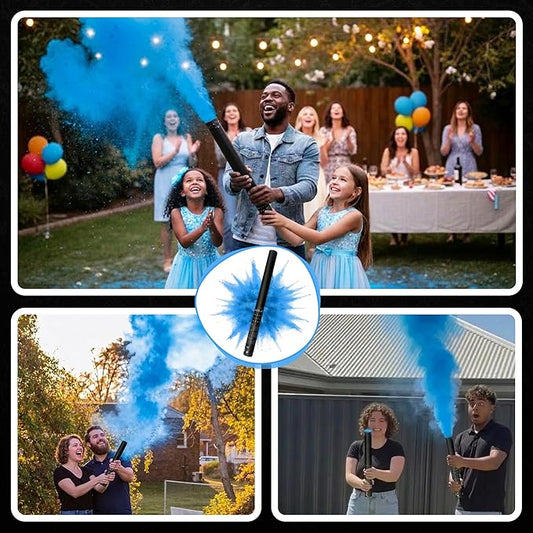 Ultimate Confetti – Handheld Gender Reveal Powder Cannon 24” Blue – Non-Toxic Food-Grade Powder Popper Cannon – Pre-Filled, Leak-Resistant Single-Use Cannon – 15–25 ft Outdoor Photo-Ready Explosion