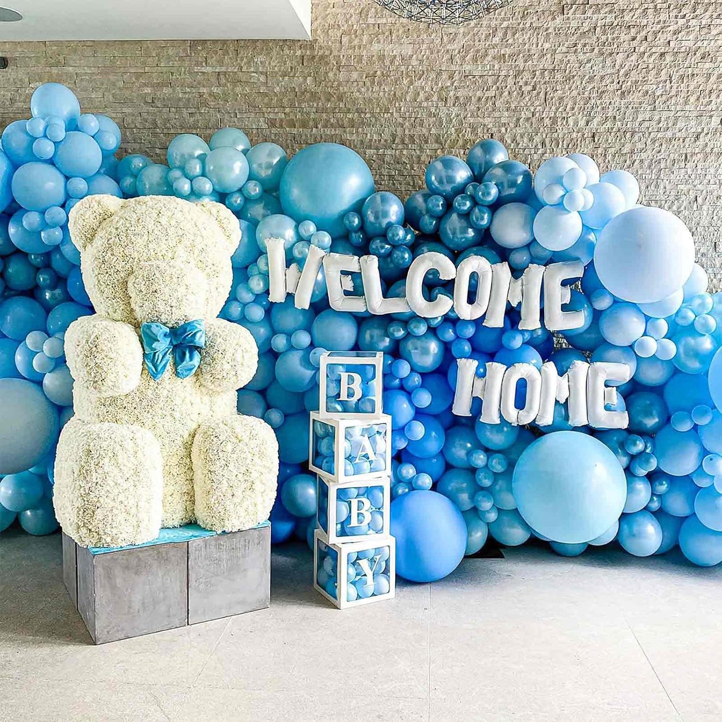 PartyWoo Blue and White Balloons 100pcs 12 Inch Pearl Light Baby Pastel Sky Blue Matte White Balloons for Graduation Baby Shower Birthday Gender Reveal Anniversary Under the Sea Party Decorations