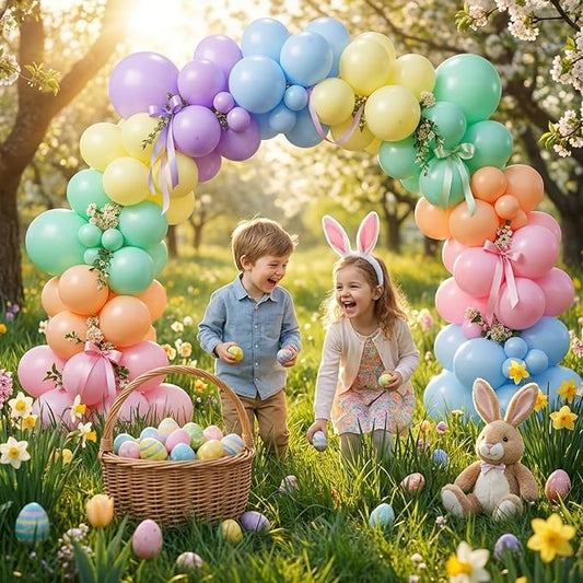 Easter Balloons Arch Kit,Pastel Rainbow Balloon Garland,18 12 10 5 Inch Different Sizes Pastel Latex Balloons for Birthday Spring Easter Baby Shower Wedding Anniversary Party Decorations