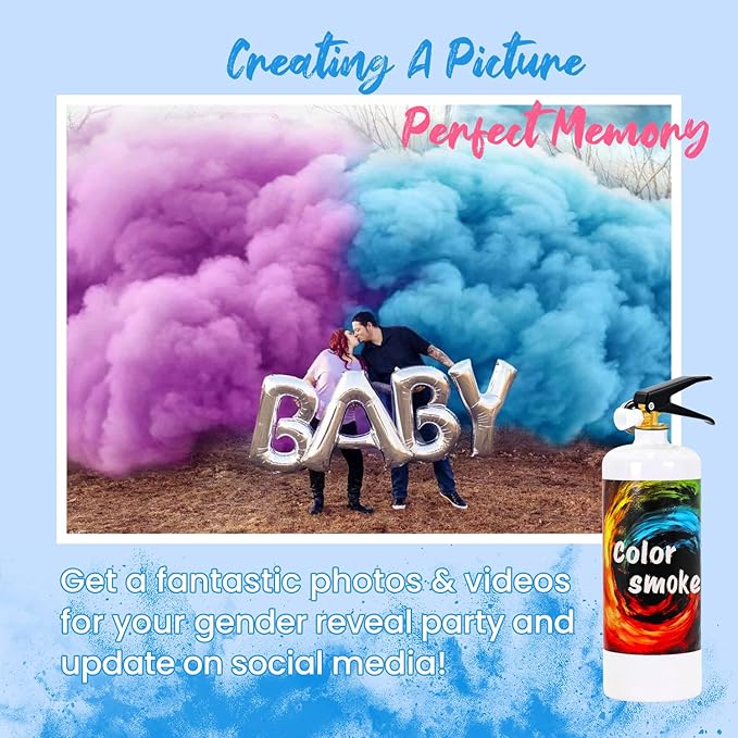 Gender Reveal Fire Extinguisher Large Gender Reveal Smoke 2 Pack Blue or Pink Powder for Gender Reveal Party Ideas Colored Smoke for Gender Reveal Boy or Girl Fire Extinguishers Baby Gender Reveal