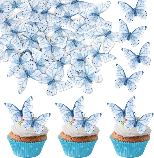 48 PCS Edible Butterfly Cupcake Toppers Wafer Paper for Cake Decorating - Butterfly Theme Baby Shower, Wedding, Birthday Party Decorations Supplies - Light Purple