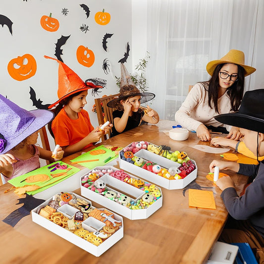 BOO Cardboard Letters for Halloween Party Decorations, 13.7 Inch Charcuterie Letters Fillable White Paper Mache Letter Trays for Chocolate Candy Food Display Letter Box for Halloween Party Decorations