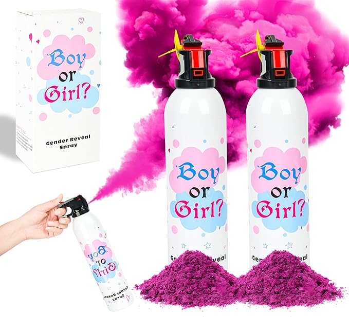 Baby Gender Reveal Fire Extinguisher; Colorful Smoke Powder Spray; 100% Safe and Eco-Friendly Gender Reveal Party Idea (300g pink 2pcs)