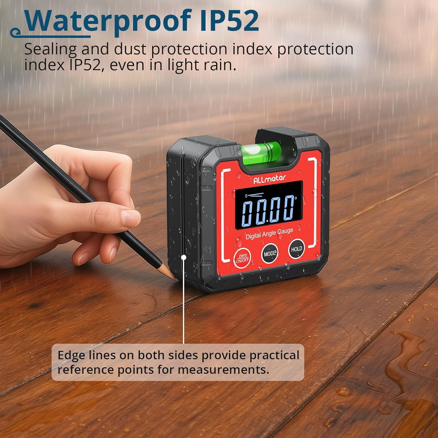 Digital Angle Finder Magnetic ±0.1° Accuracy - Professional Woodworking Table Saw Inclinometer with IP52 Protection & Bubble Level