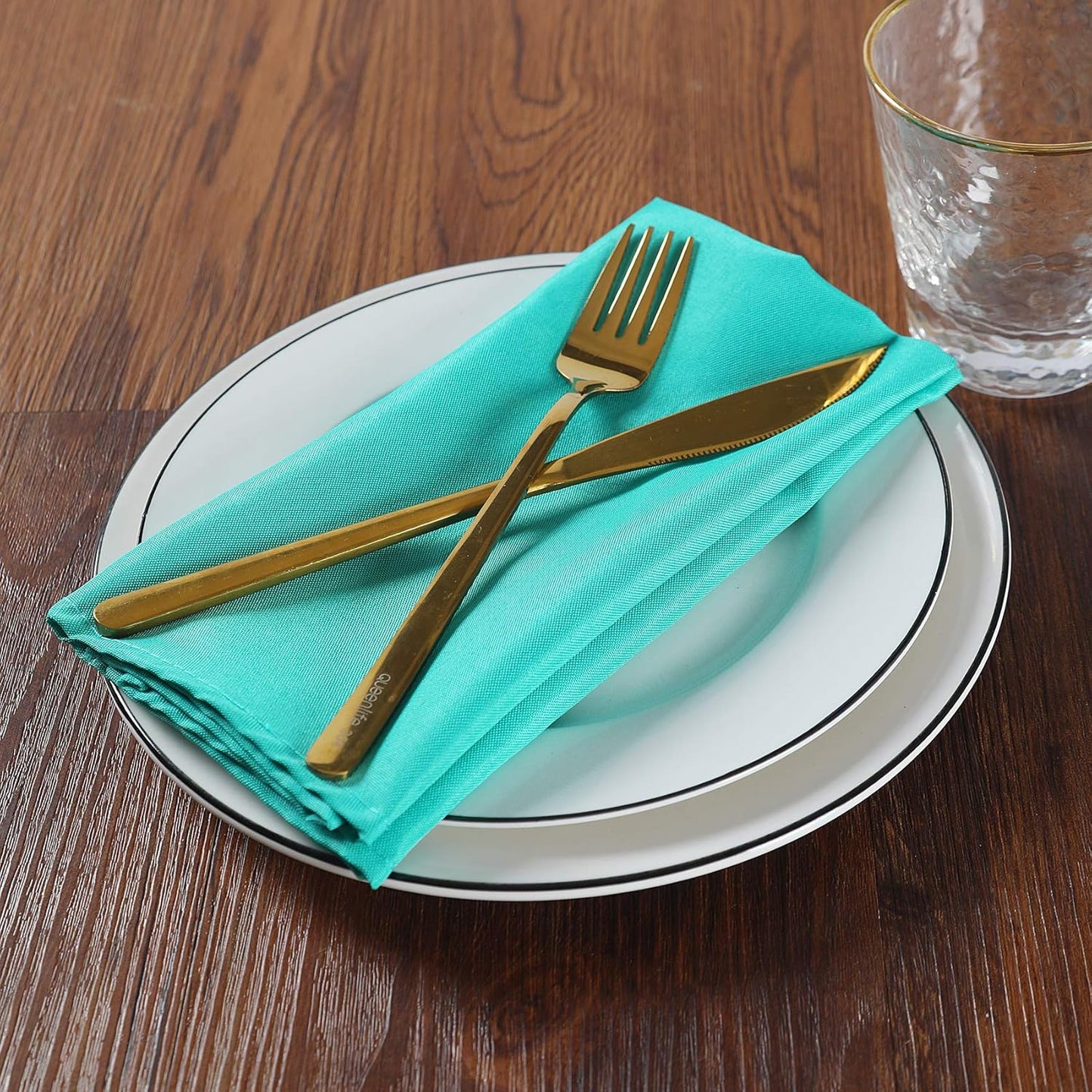 Cloth Napkins 20x20 inch Washable Polyester Dinner Napkins Soft Table Napkins for Wedding Party Dining Banquet(Turquoise,50PCS)