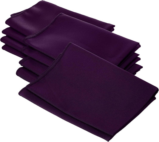 LA Linen 10-Pack Poly Poplin Napkin, Soft Cloth Napkins, Washable Reusable Napkins, Stain and Wrinkle Resistance Table Napkins for Dinner, Wedding, Parties, 18 by 18-Inch, Eggplant