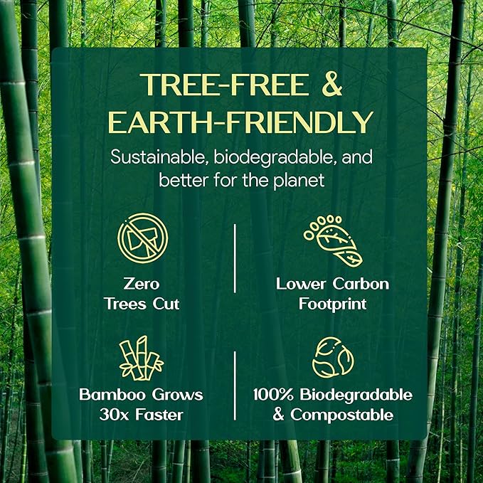 Bulk Case - 100% Bamboo Paper Towels | Lint-Free, Eco-Friendly, Tree-Free | 2-Ply Kitchen Paper Towel | FSC-Certified, BPA/PFAS-Free | 24 Rolls, 150 Sheets/Roll | PALM NAKI